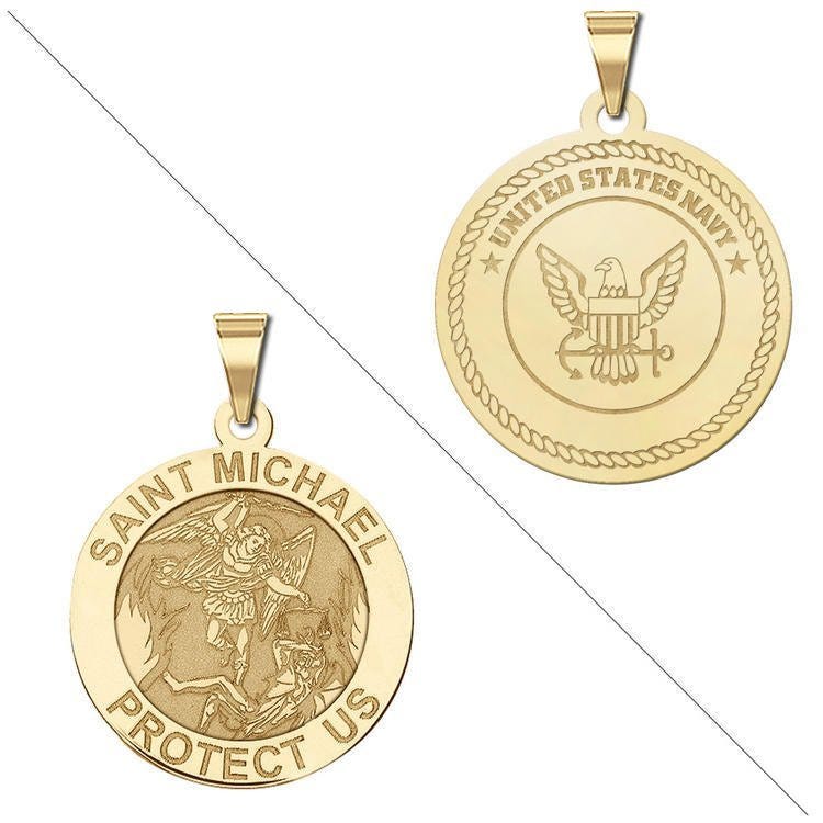 Saint Michael Doubledside NAVY Religious Medal "EXCLUSIVE"