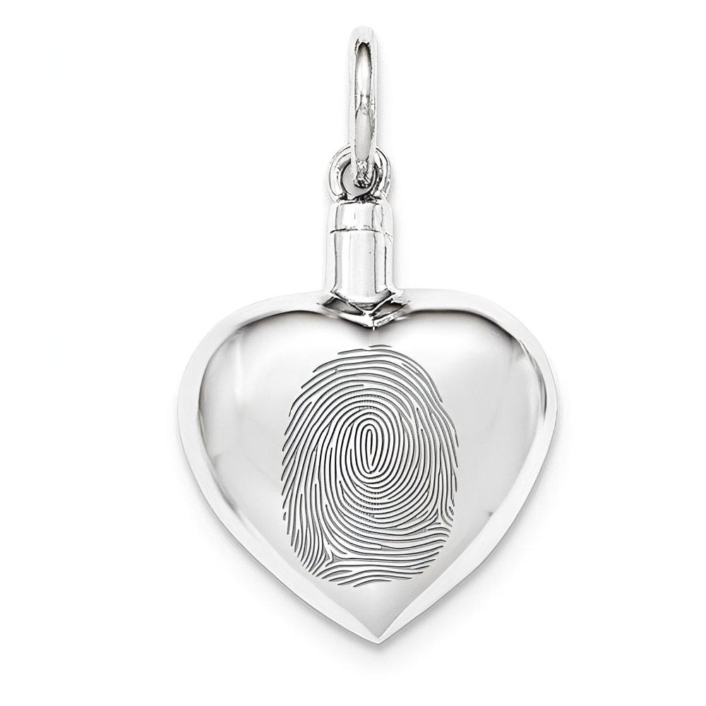 Sterling Silver Custom Fingerprint Heart Cremation or Ash Filler