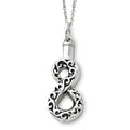 Sterling Silver Antiqued Infinity Remembrance Cremation Ash Holder w/ 18 Inch Chain - 2/3 inch x 1-1/8 inch in Sterling Silver