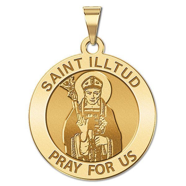 Saint Illtud Round Religious Medal  "EXCLUSIVE"