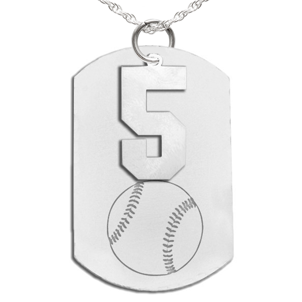 Baseball Dog Tag with Number Pendant Swivel