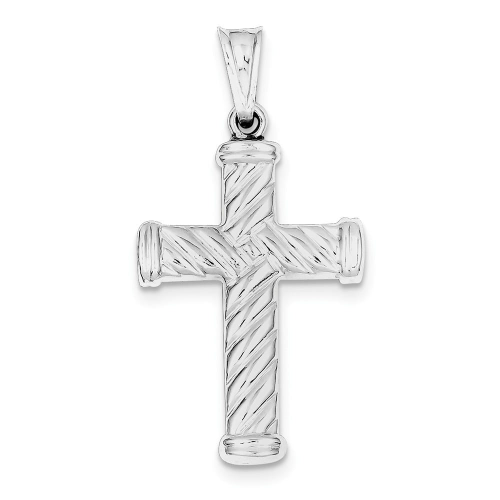 Sterling Silver Rhodium-plated Hollow Latin Cross Pendant