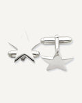 Engravable Star Shaped Sterling Silver Cufflinks - Sterling Silver Cufflinks - 3/4 Inch x 3/4 Inch