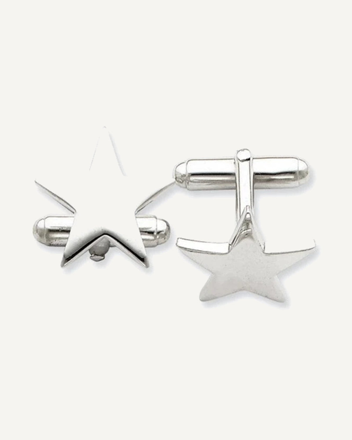 Engravable Star Shaped Sterling Silver Cufflinks - Sterling Silver Cufflinks - 3/4 Inch x 3/4 Inch
