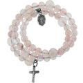 Rose Quartz Wrap Rosary Bracelet - Sterling Silver