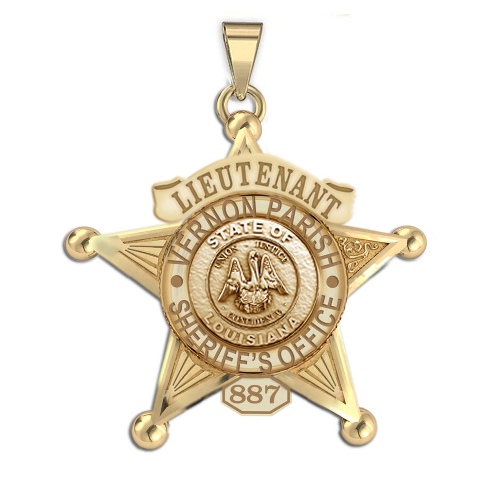 Personalized 5-Point Star Louisiana Sheriff Badge with Rank, Number & Dept.