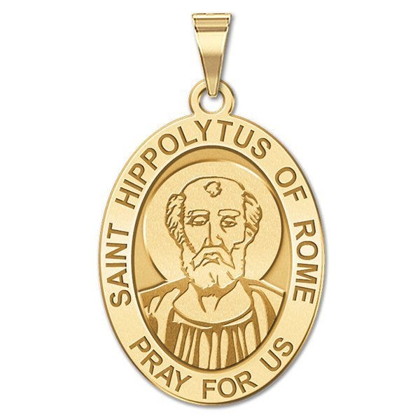 Saint Hippolytus of Rome OVAL Religious Medal  "EXCLUSIVE"