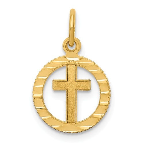 14k Eternal Life Cross Charm