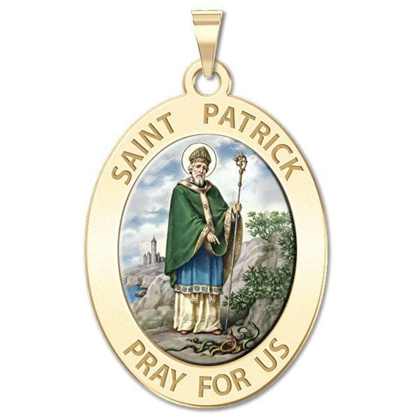 Saint Patrick Religious Medal OVAL Color