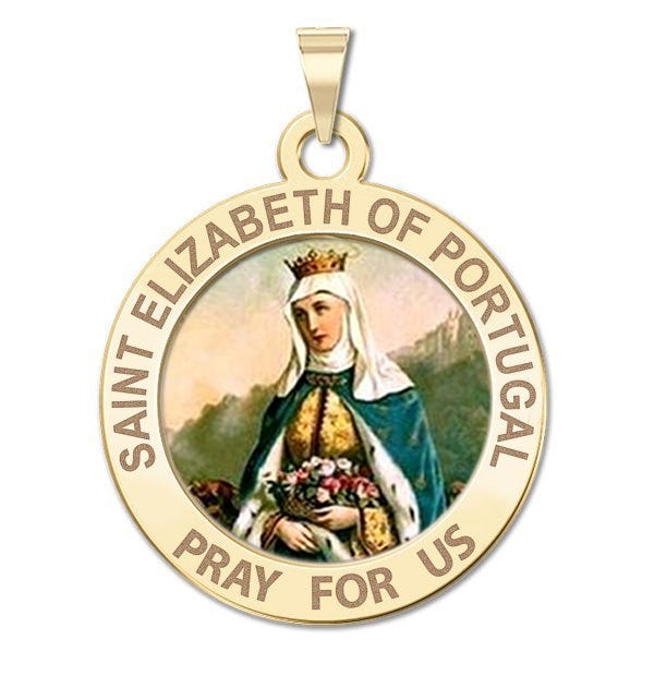 Saint Elizabeth of Portugal Round Religious Medal Color