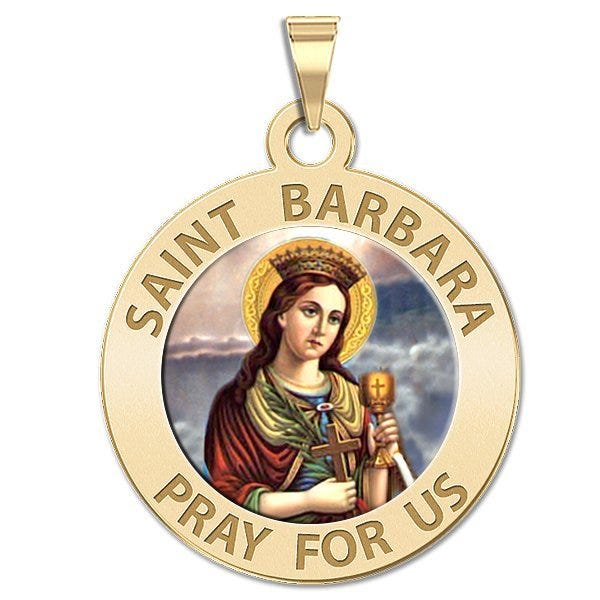 Saint Barbara Round Religious Medal