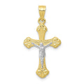 10k & Rhodium Crucifix Pendant