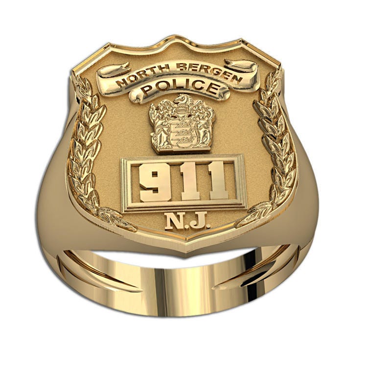 Personalized New Jersey Police Badge Ring with Number & Department
