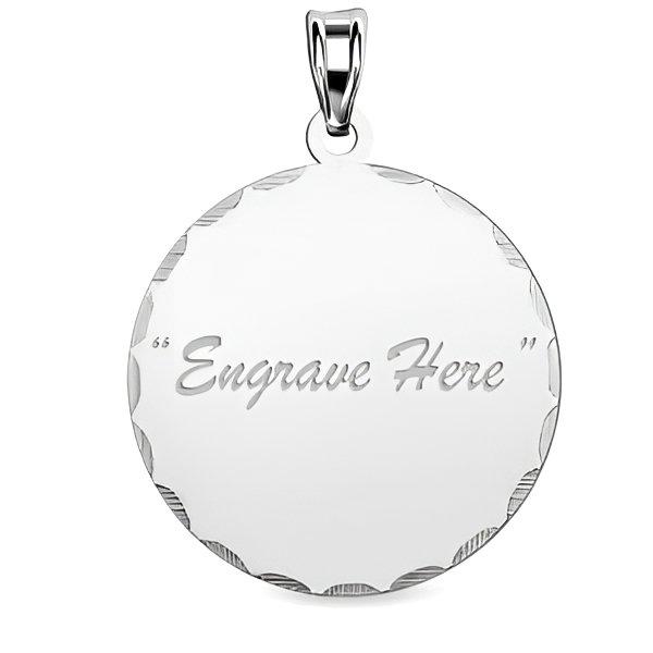 Round w/ Diamond Cut Edge Engraved Pendant
