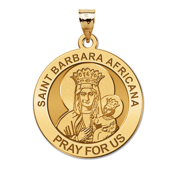 Saint Barbara Africana Round Religious Medal "EXCLUSIVE"
