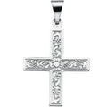 14K White Gold GREEK CROSS PENDANT W/ORNATE DESIGN