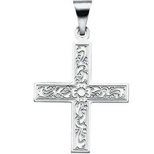 14K White Gold GREEK CROSS PENDANT W/ORNATE DESIGN