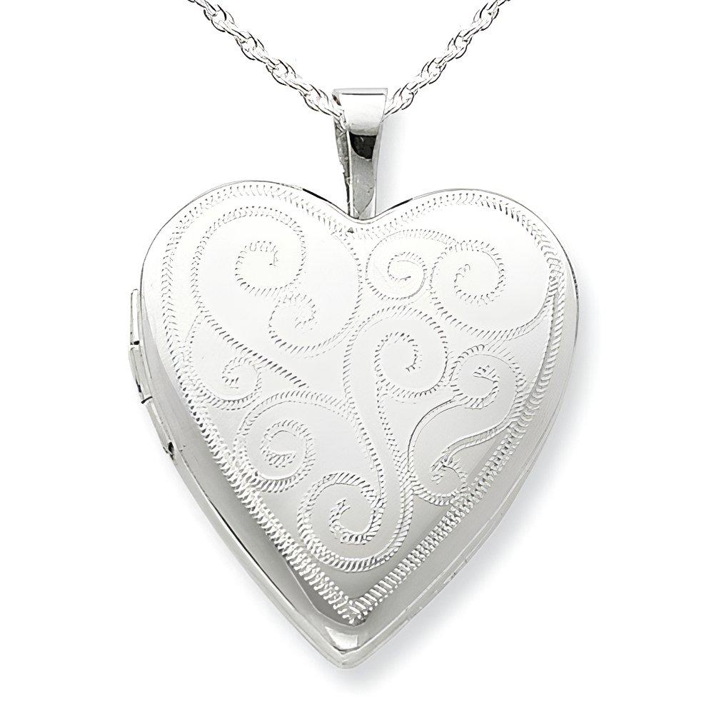 Silver Swirl Design Heart Photo Locket