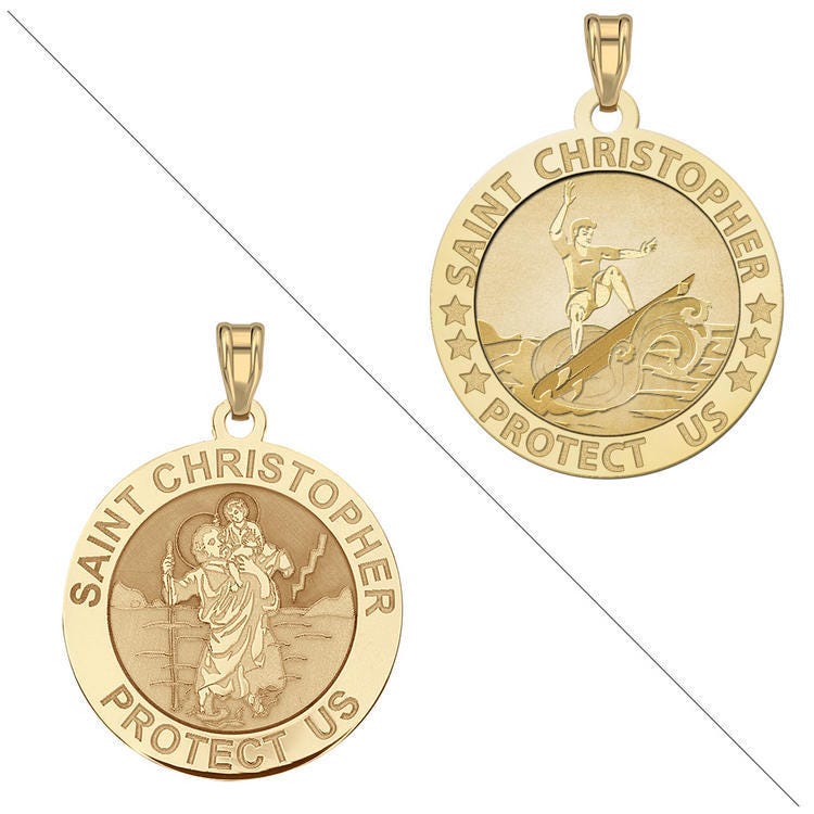 Surfing or Surf - Saint Christopher Doubledside Sports Religious Medal "EXCLUSIVE"