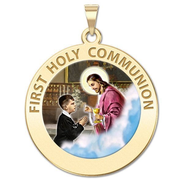 First Holy Communion Religious Medal (for a Boy) "Color EXCLUSIVE"
