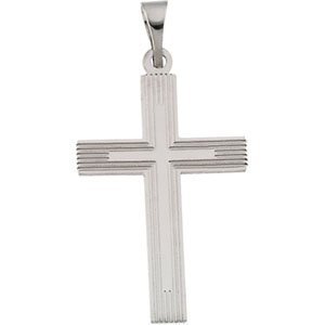 14K White Gold CROSS PENDANT W/DESIGN