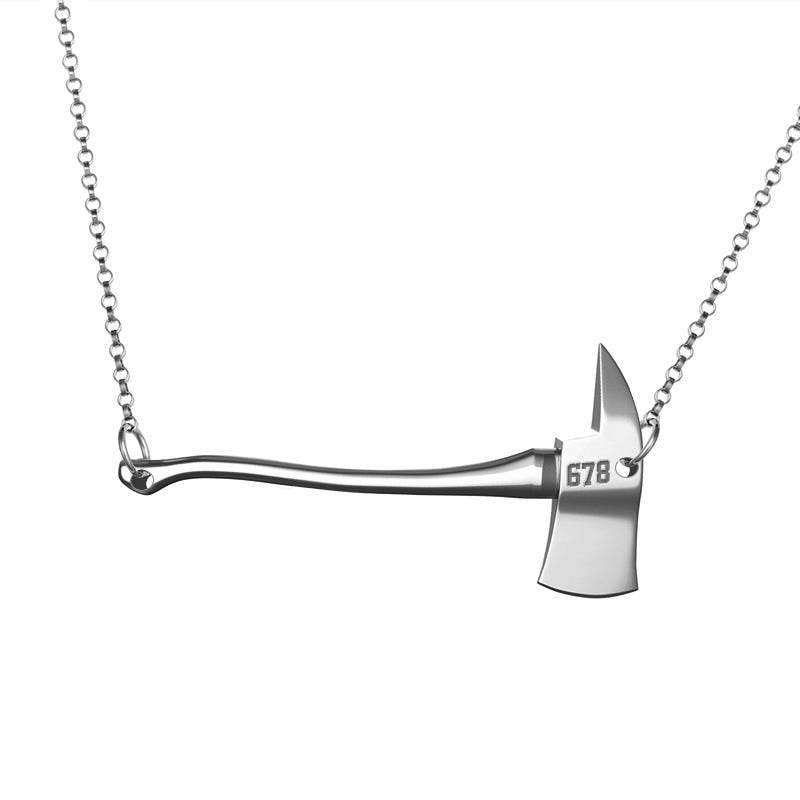 Personalized Firefighter Axe Bar with Your Badge Number w/ Chain Included
