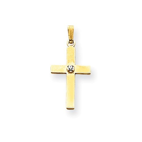 14k Polished .01ct. Diamond Cross Pendant