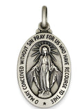 Sterling Silver Antiqued Miraculous Medal Pendant Charm