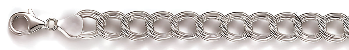 Sterling Silver Charm Bracelet 9.5  MM Thick