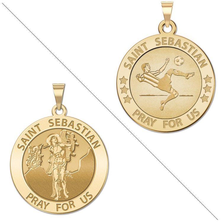 Male Soccer - Saint Sebastian Doubledside Sports Religious Medal "EXCLUSIVE"