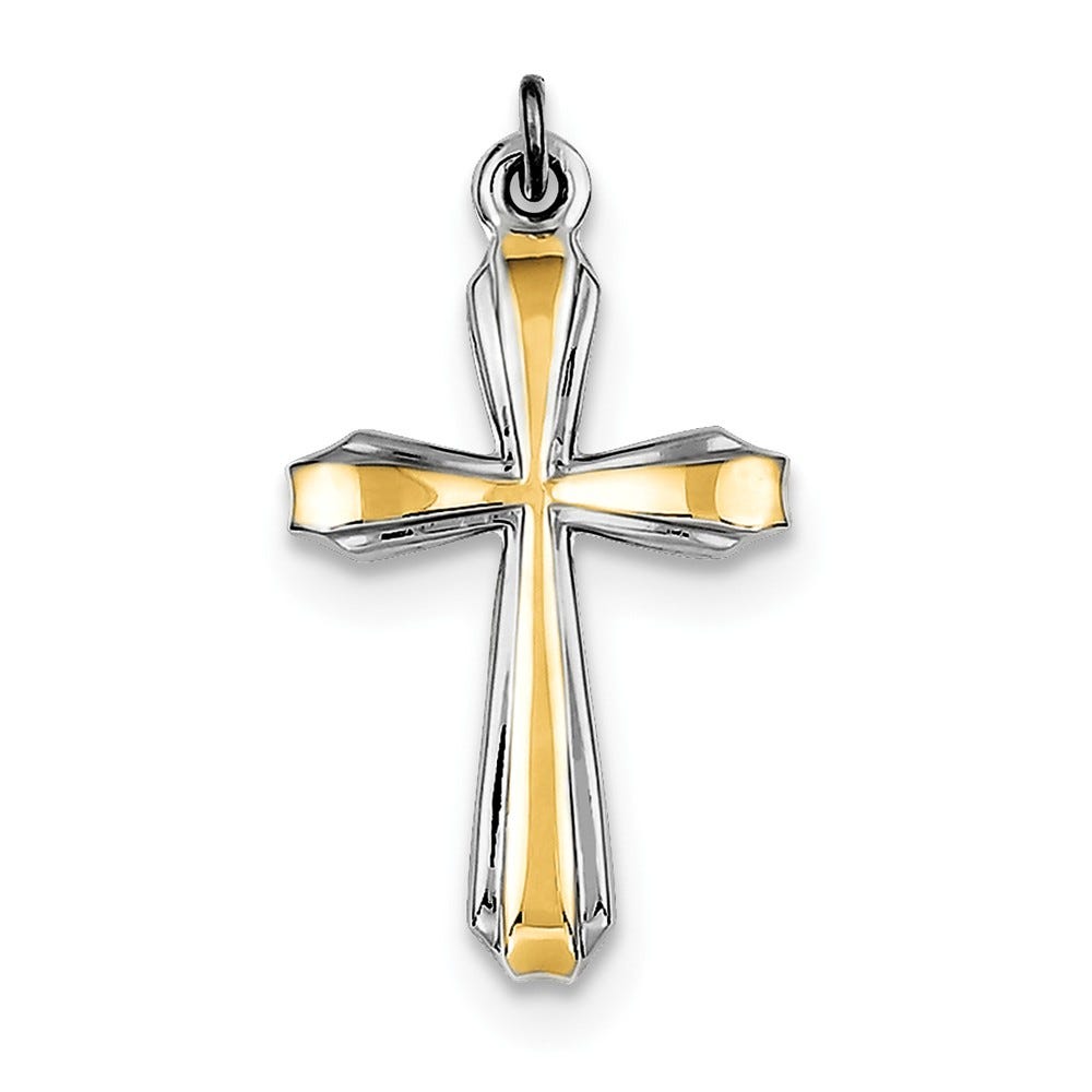 Sterling Silver Rhodium-plated & 18k Gold-plated Cross Pendant