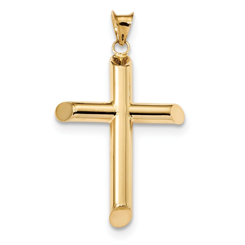 14k Polished Tube Cross Pendant
