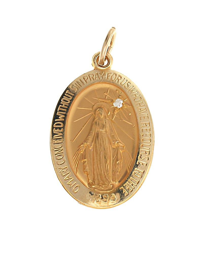 14K Gold Miraculous Medal H w Diamond Style 67442 | Alivia + Danny