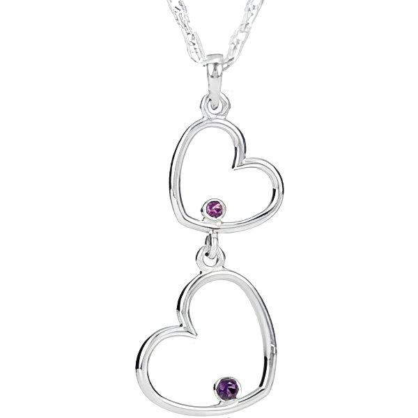 Double Heart Amethyst Pendant