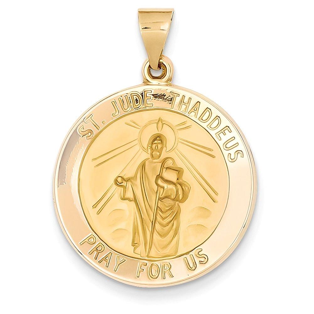 14k Gold Saint Jude Thaddeus Hollow Round Charm