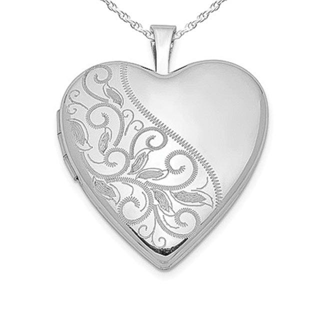 Silver Floral Heart Photo Locket
