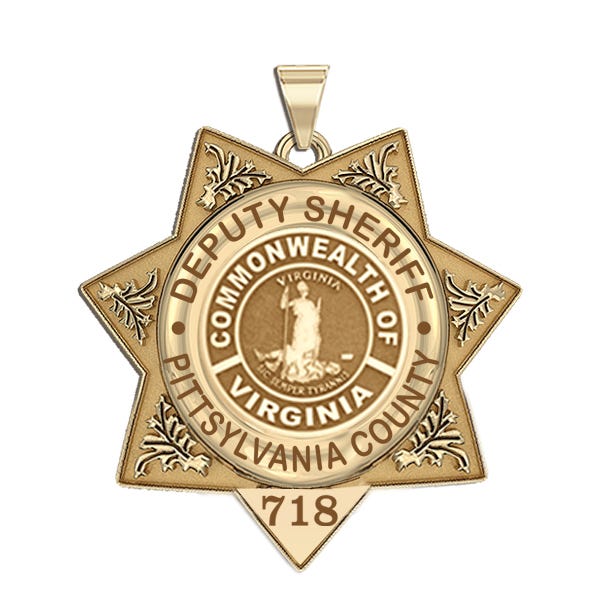 Personalized 7-Point Star Virginia Sheriff Badge with Department, Rank and Number