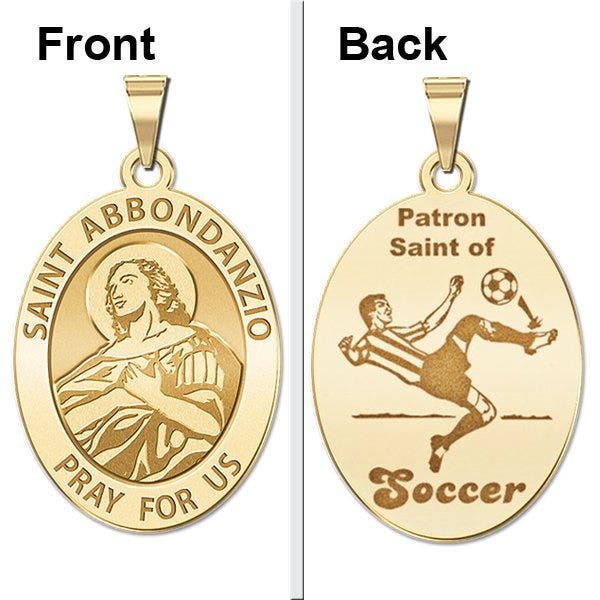 Saint Abbondanzio Oval Double Sided Soccer Religious Medal "EXCLUSIVE"
