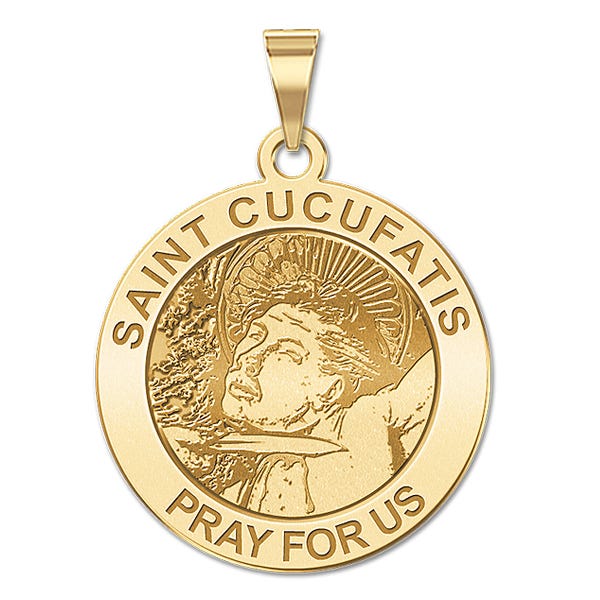 Saint Cucufatis Round Religious Medal "EXCLUSIVE"