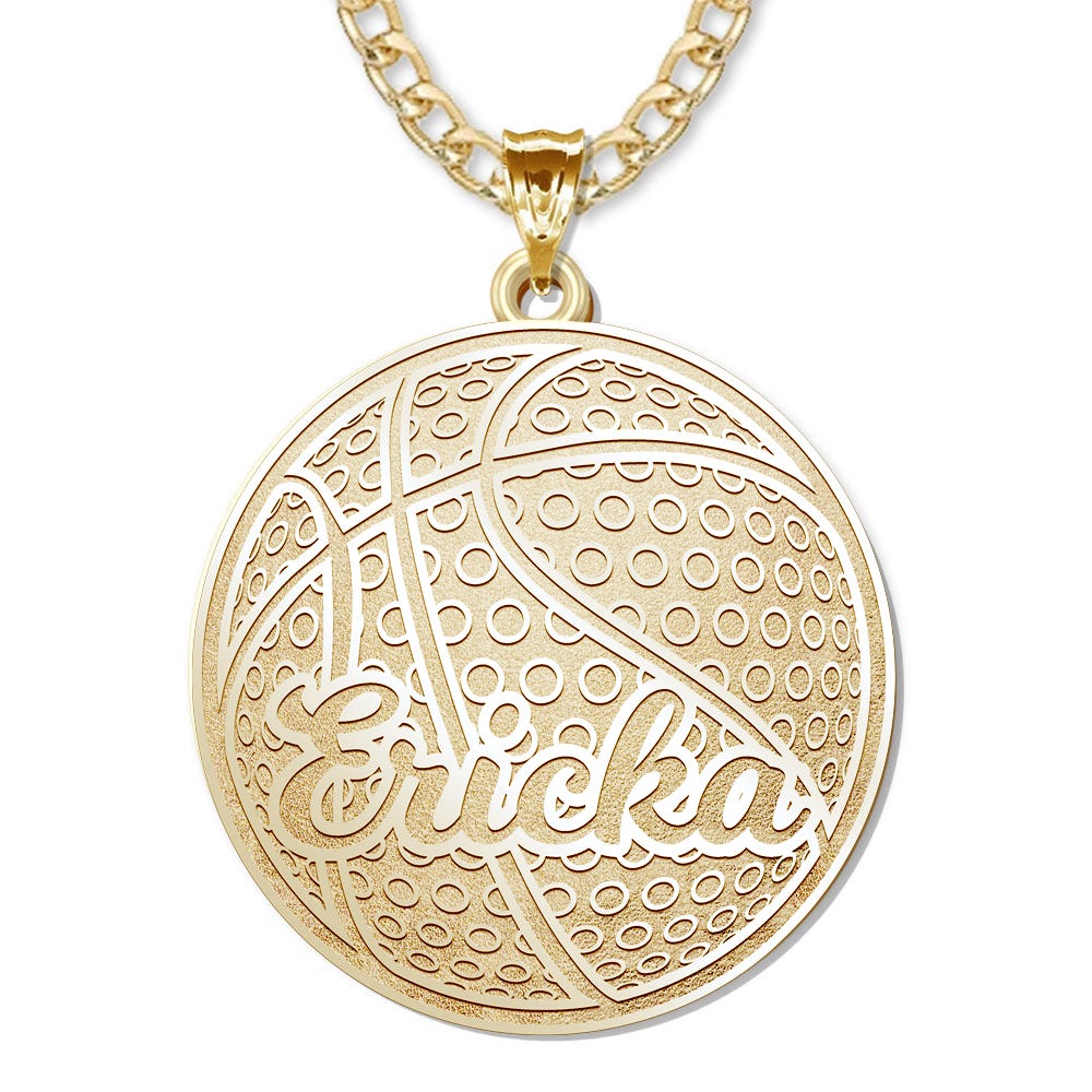 Personalized Basketball with Script Name Disc Pendant or Charm