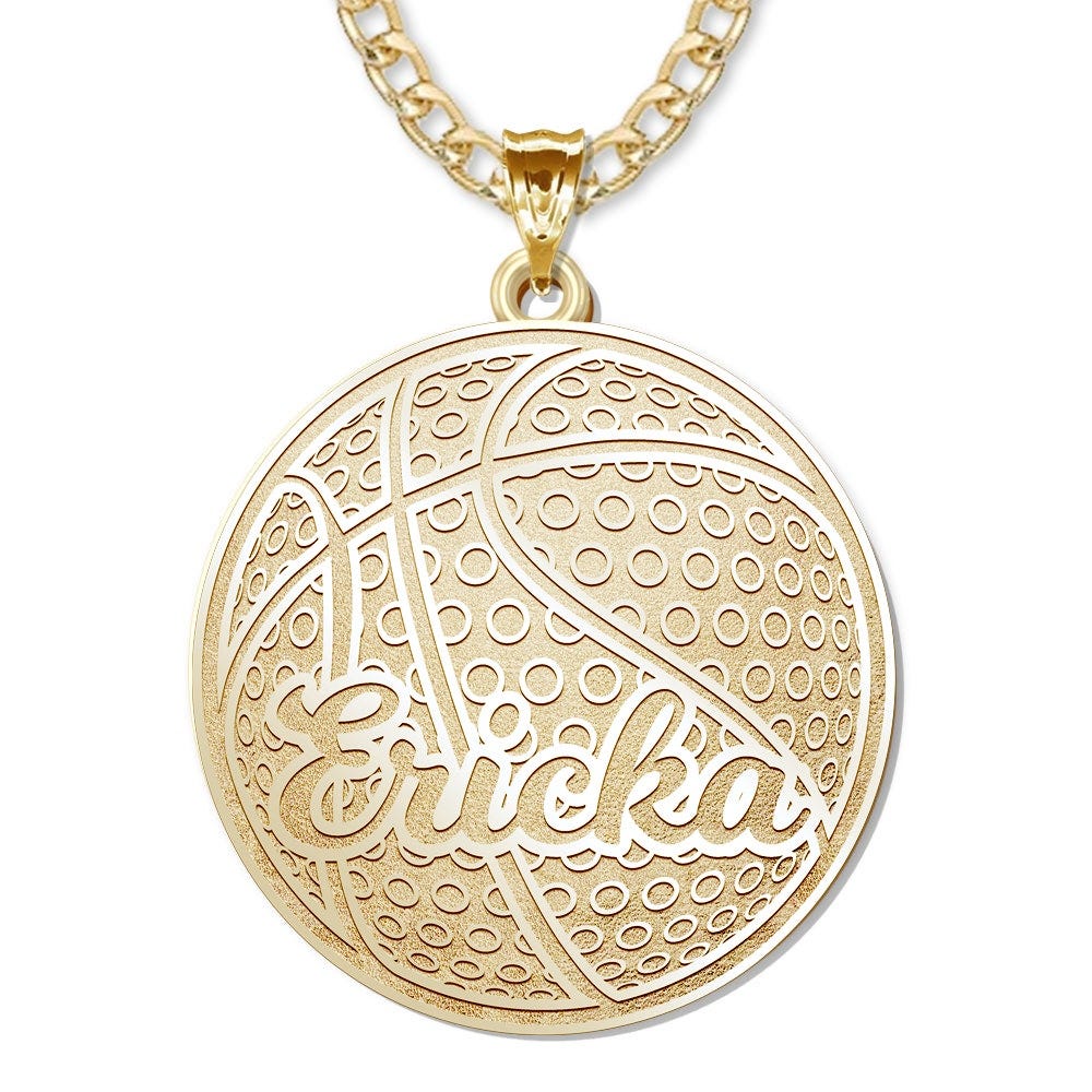 Personalized Basketball with Script Name Disc Pendant or Charm