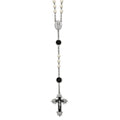 Silver-tone Black Enamel Black Swarovski Crystal & Glass Pearl Rosary