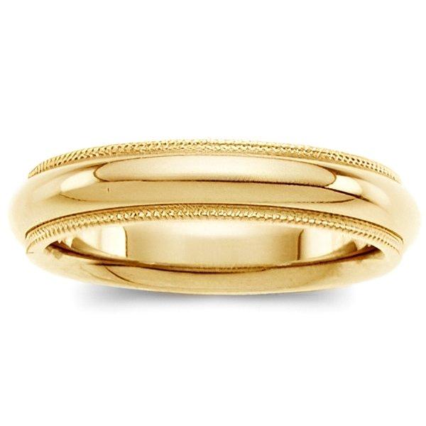 14k Yellow Gold 4mm Milgrain Comfort Wedding Band