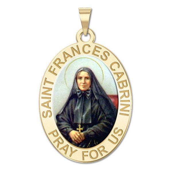 Saint Frances Cabrini Oval Religious Medal Color
