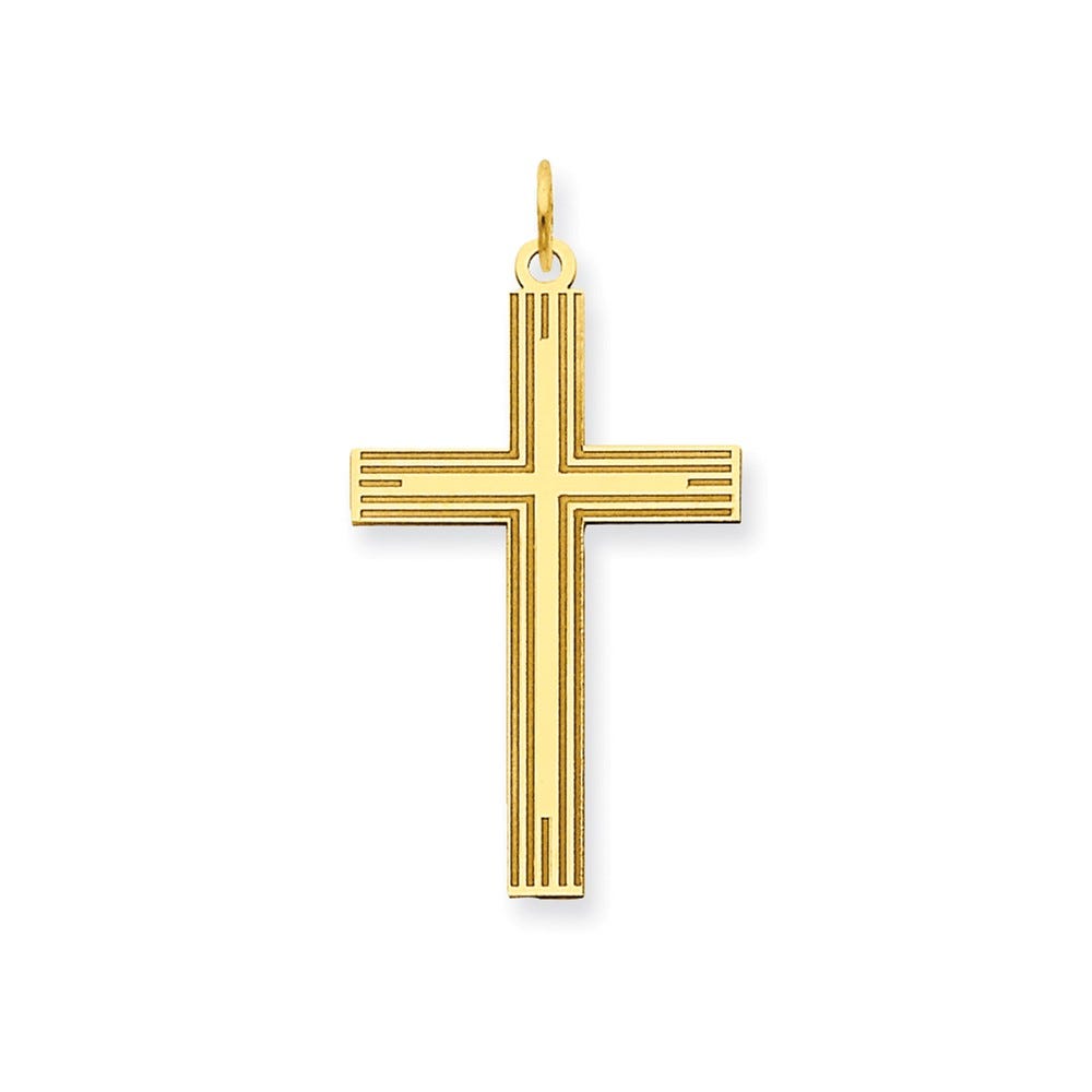14K Laser Designed Cross Pendant