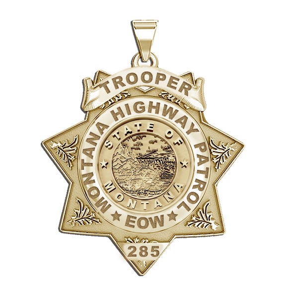 Personalized 7-Point Star Montana Trooper Badge with Rank, Number & Dept.