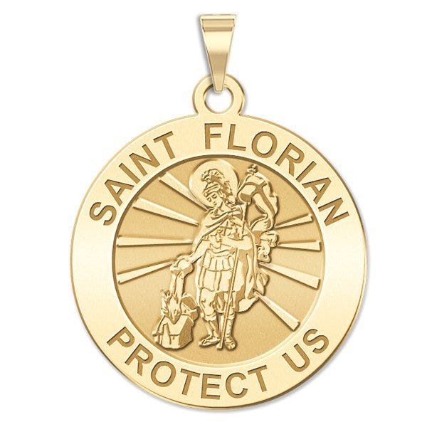 14K Yellow Gold "EXCLUSIVE" Saint Florian Religious Medal