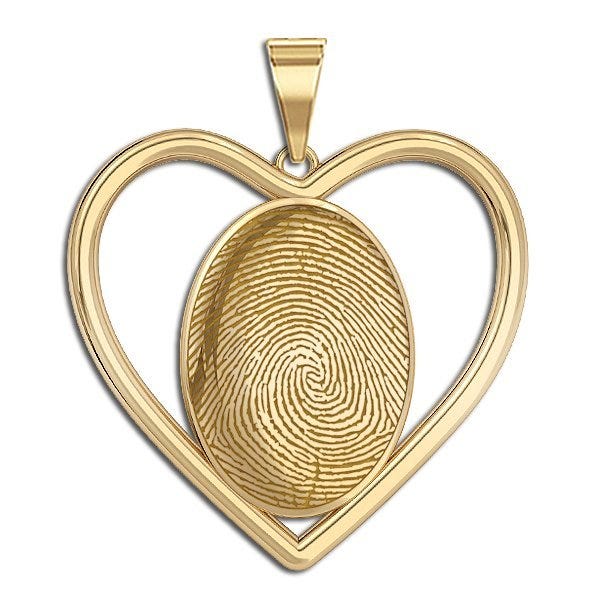 Custom Fingerprint 3D Heart Pendant