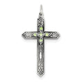 Sterling Silver August Birthstone Cross Pendant