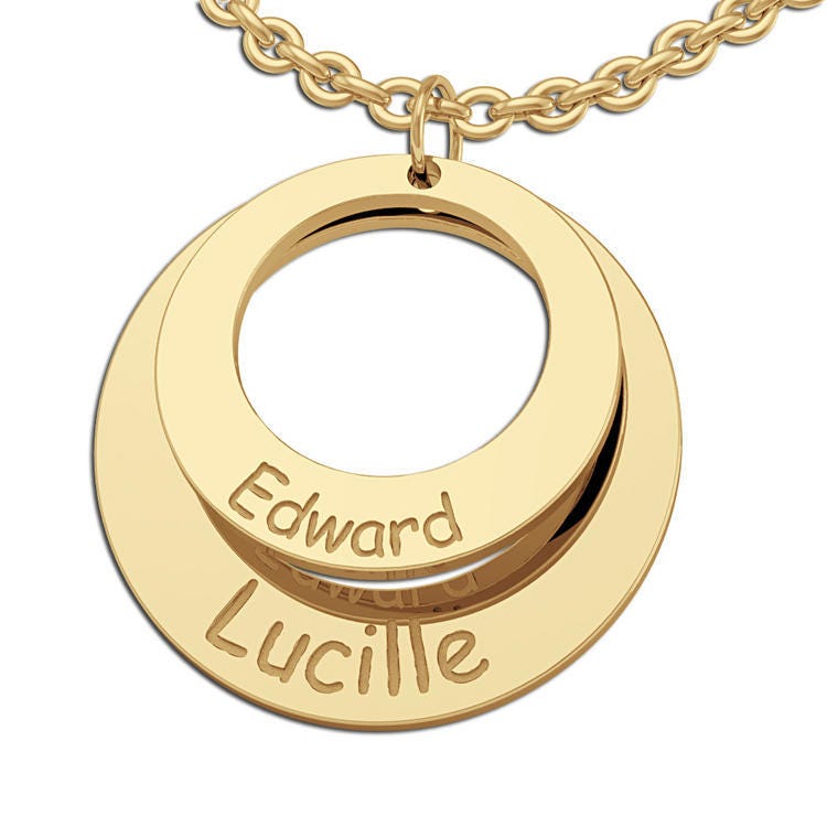 Personalized Round Mother's Cut-out Two Disc Charm Pendant